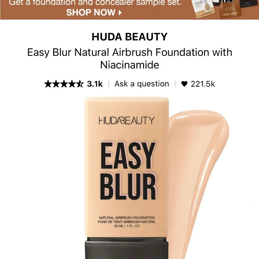 HUDA BEAUTY Easy Blur Foundation color chai